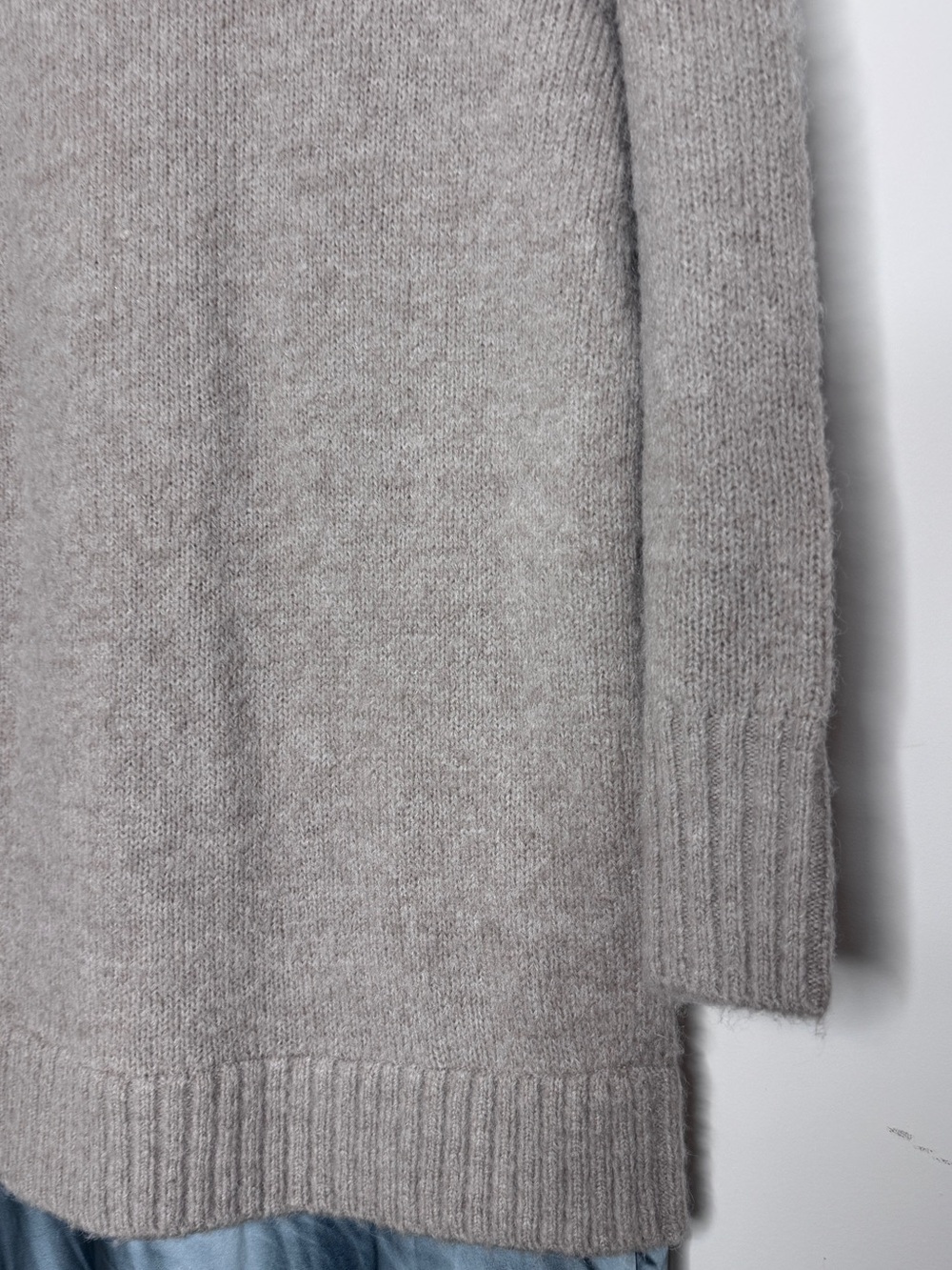 Anthropologie Twofer Light Gray Knit Sweater with Slate Blue Slip Maxi Dress XSP - Picture 8 of 9